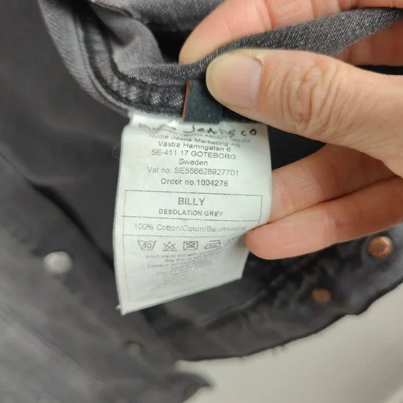 Nudie Jeans Billy Trucker Jacket Mens Large Denim Desolation Grey Buttoned